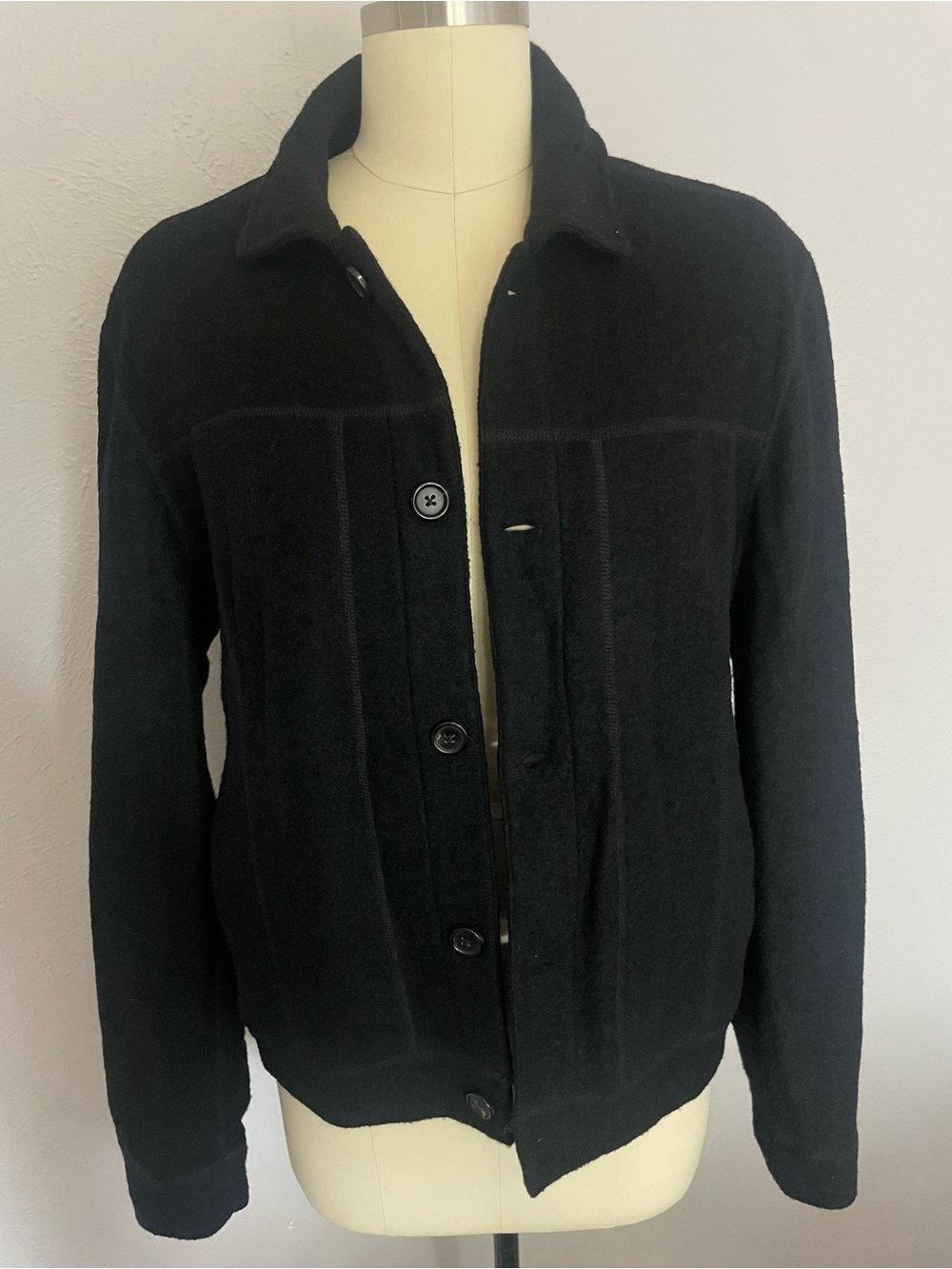 Billy Reid Black Wool Button-Up Jacket